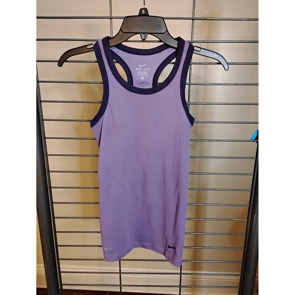Nike Dri-FIT Womens Purple Ribbed Racerback Athletic Training‎ Tank Top L
